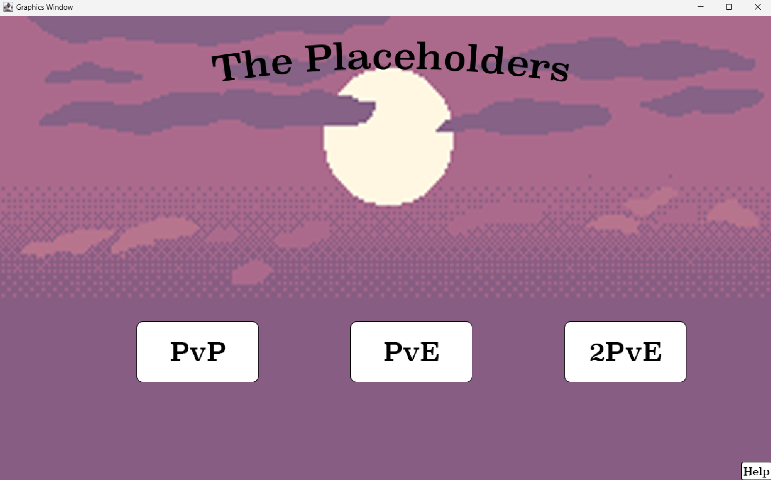 Menu screen for the game